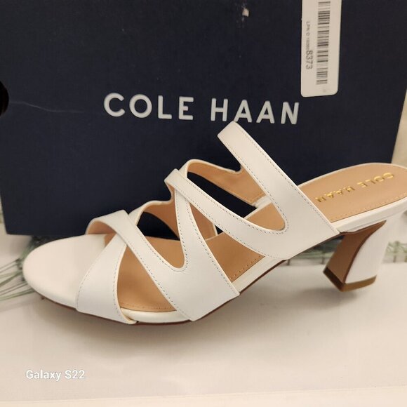 Cole Haan Size 8.5 Alyse Heeled White 3" Sandals. NIB. Size 8 - Picture 1 of 11